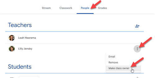 transfer ownership of google classroom 